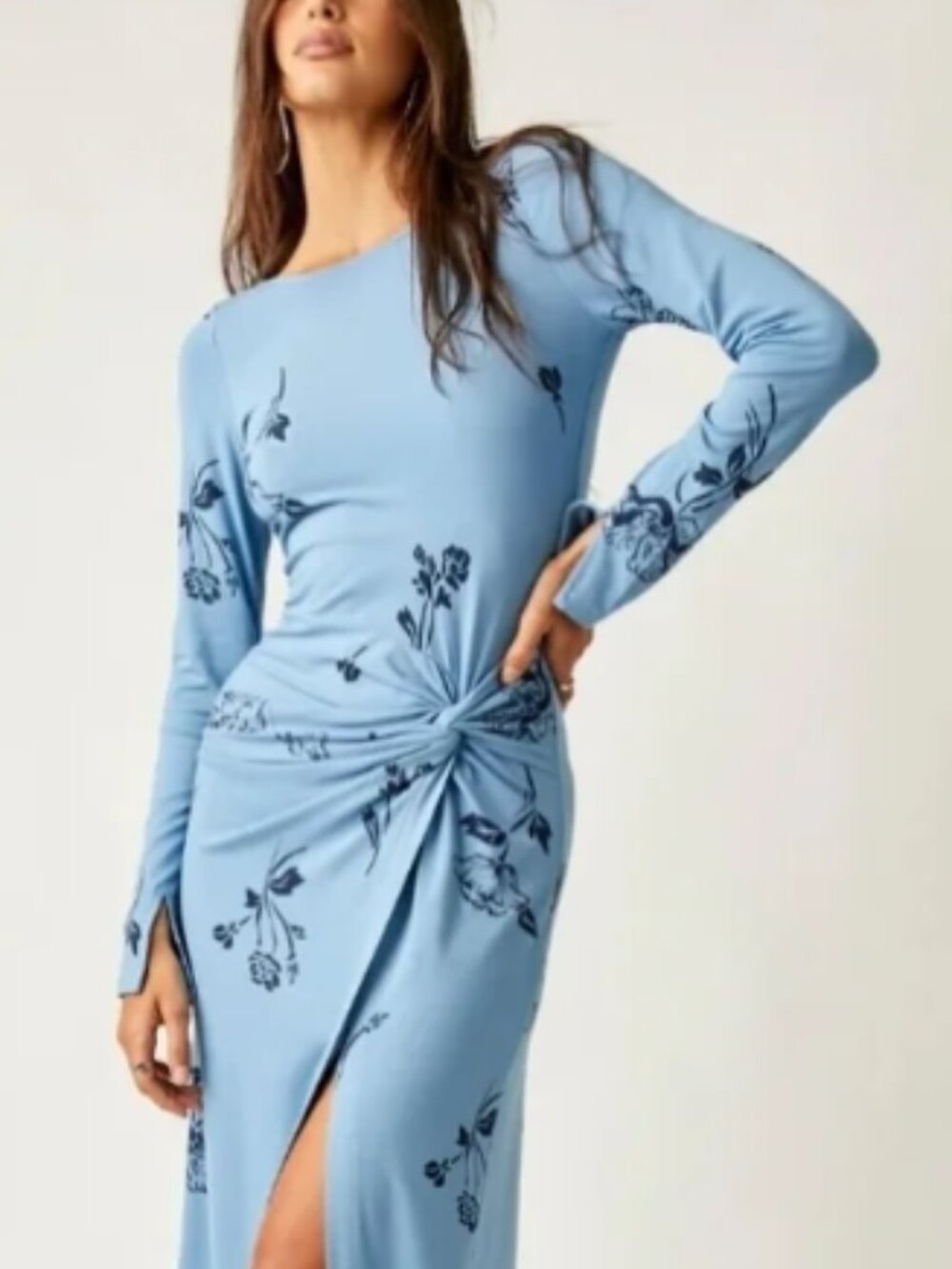 Free People Love And Be Loved Midi Blue Navy Combo Sz M